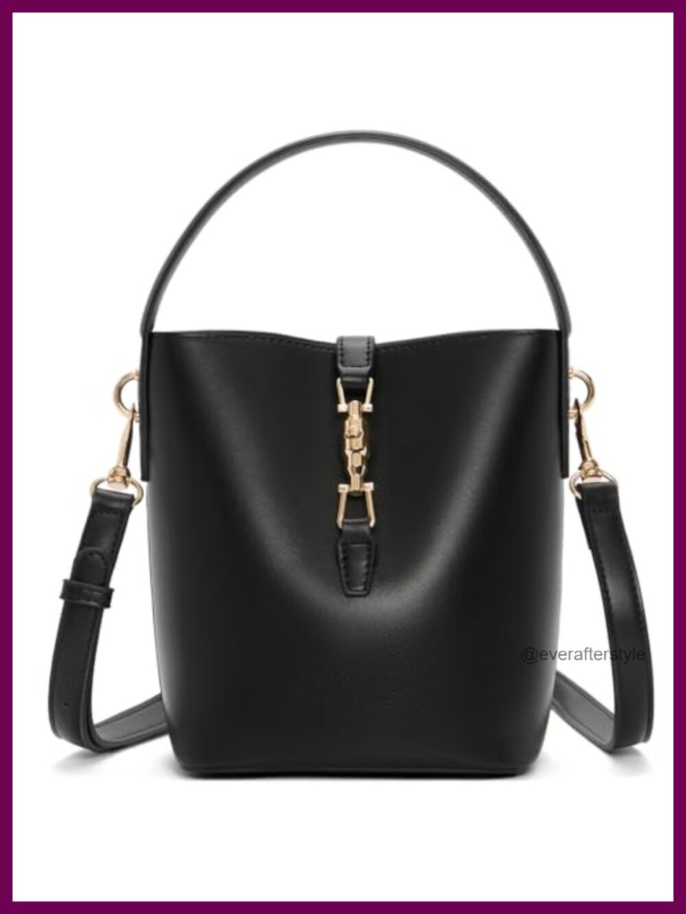 Small Bucket Bag Crossbody Purse Vegan Leather Detachable Strap Handbag
